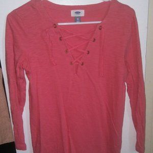 Old Navy Coral Lace Up Top Sz XS